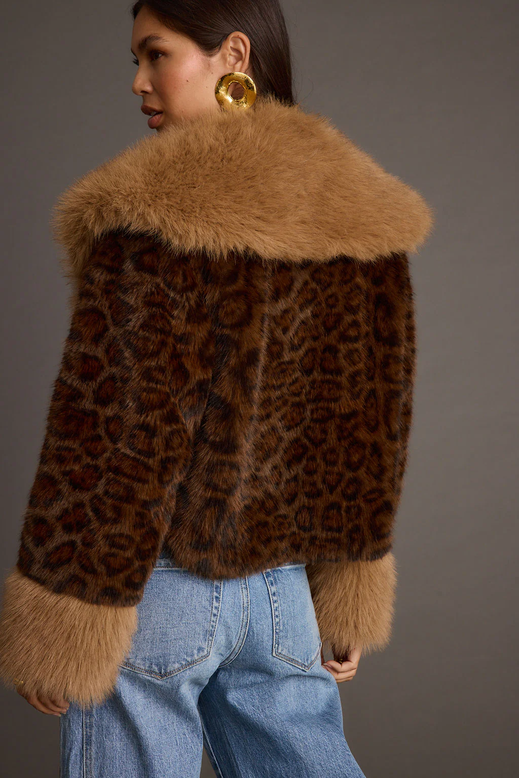 Wild Heart Leopard Faux Fur Cropped Jacket - Image 3