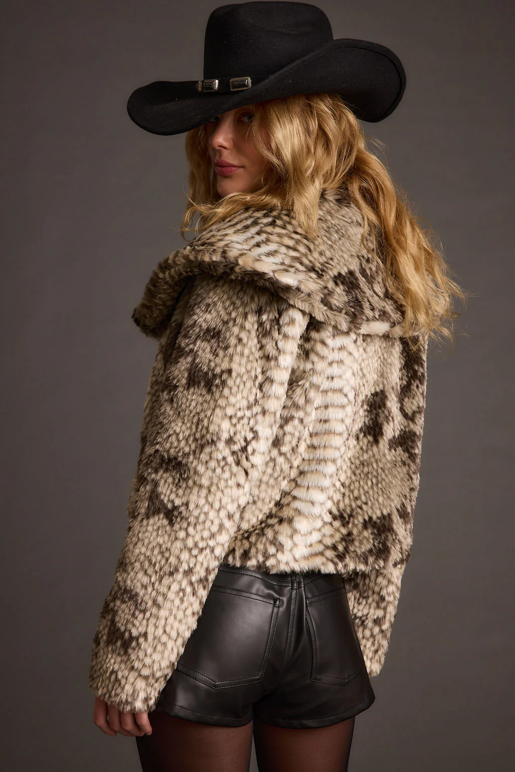 Wild Heart Snake Print Faux Fur Jacket - Image 2