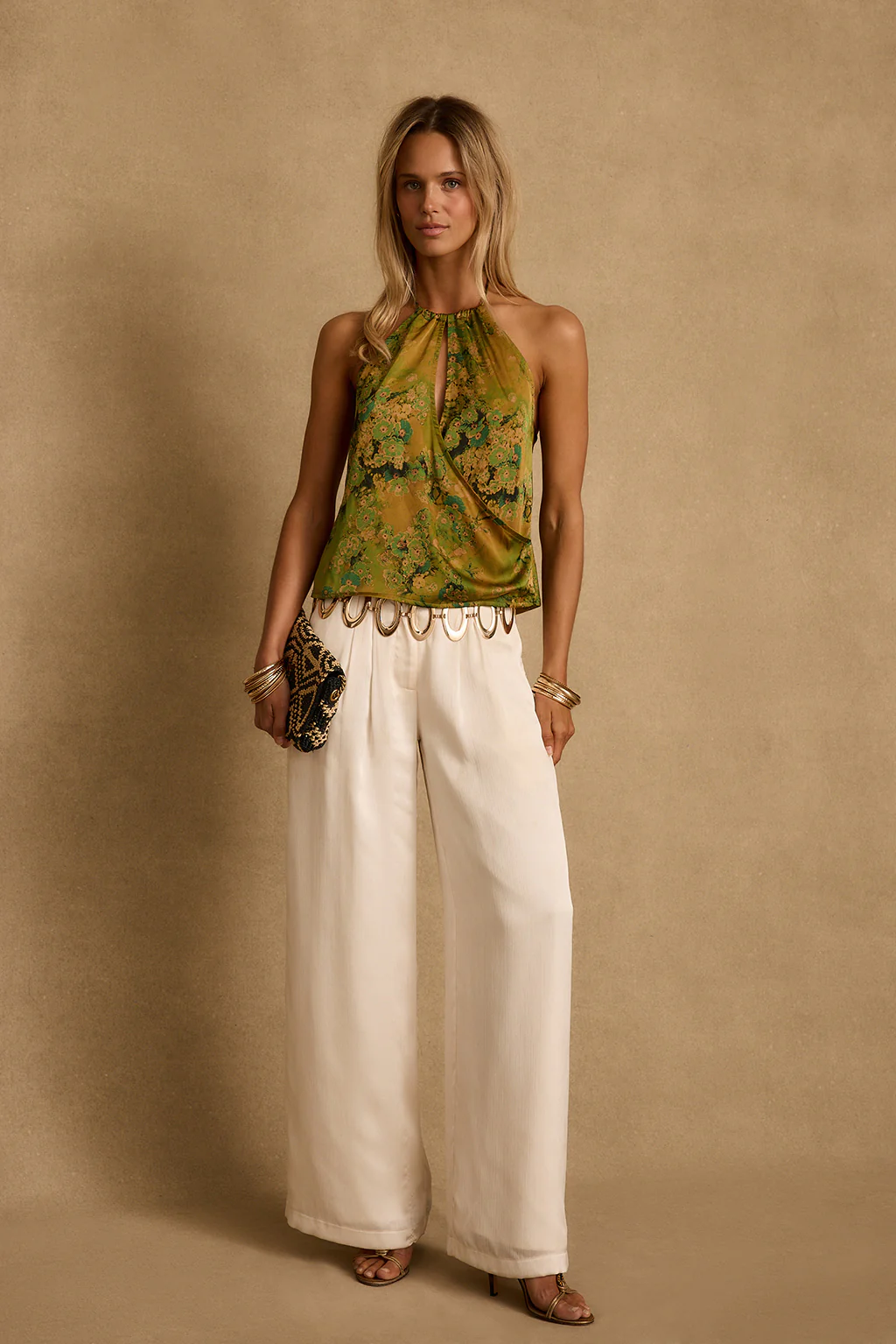 Wild Hibiscus Chartreuse Halter Top - Image 5