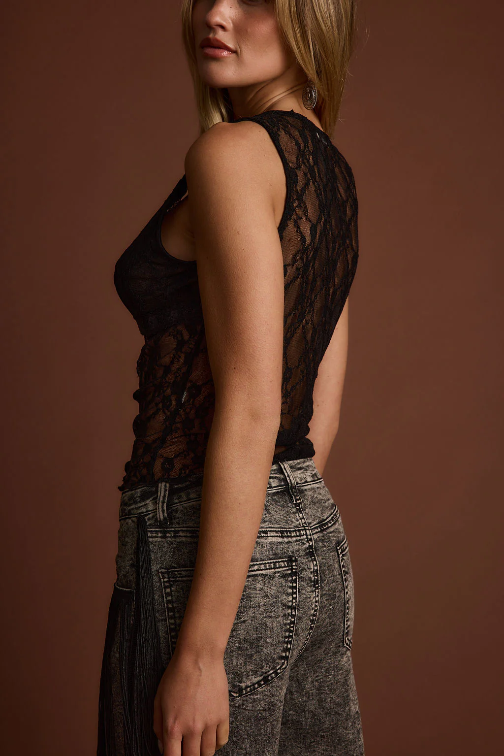 Wilda Black Lace Tank - Image 2