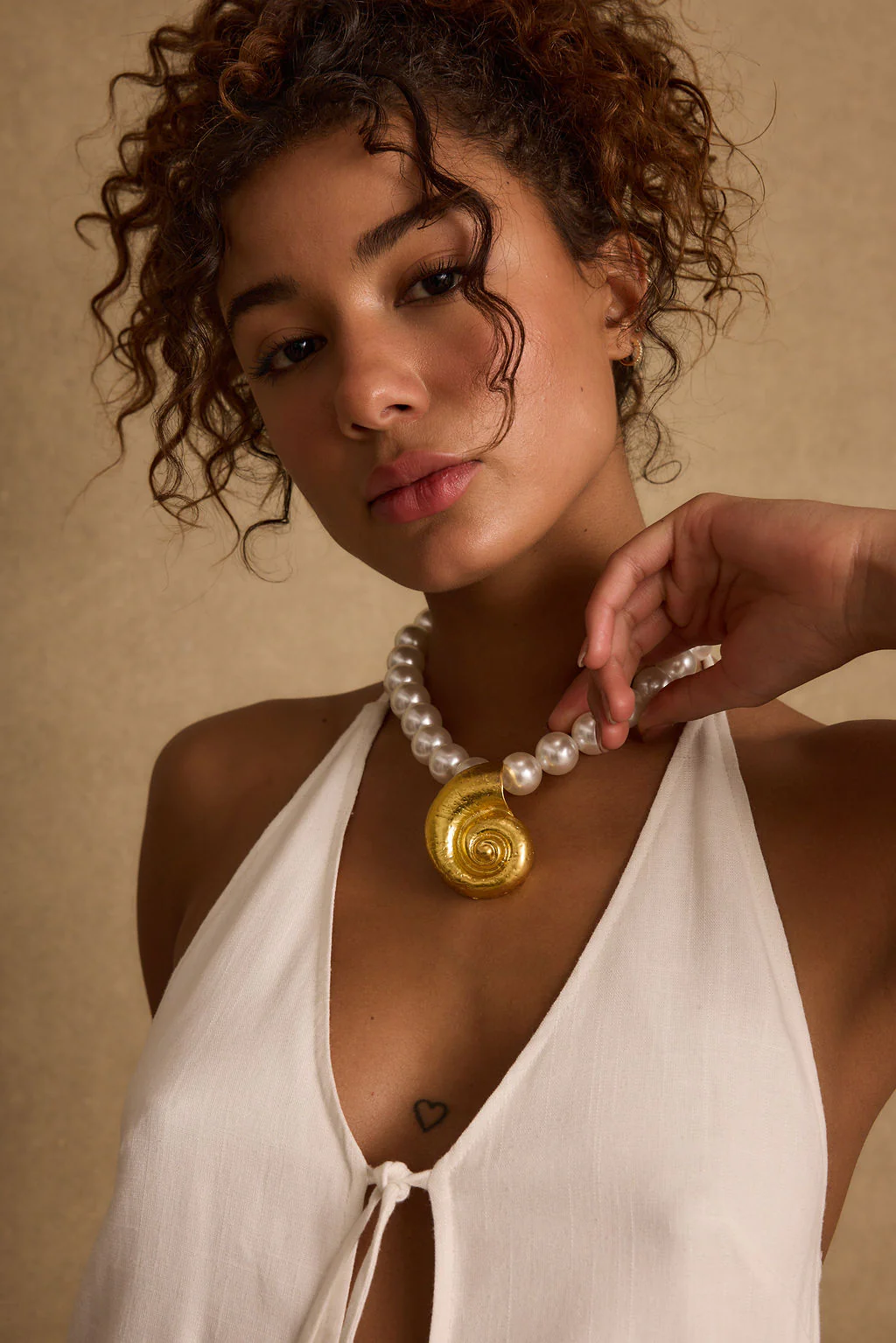 Zabelle Pearl and Gold Statement Necklace - Image 5