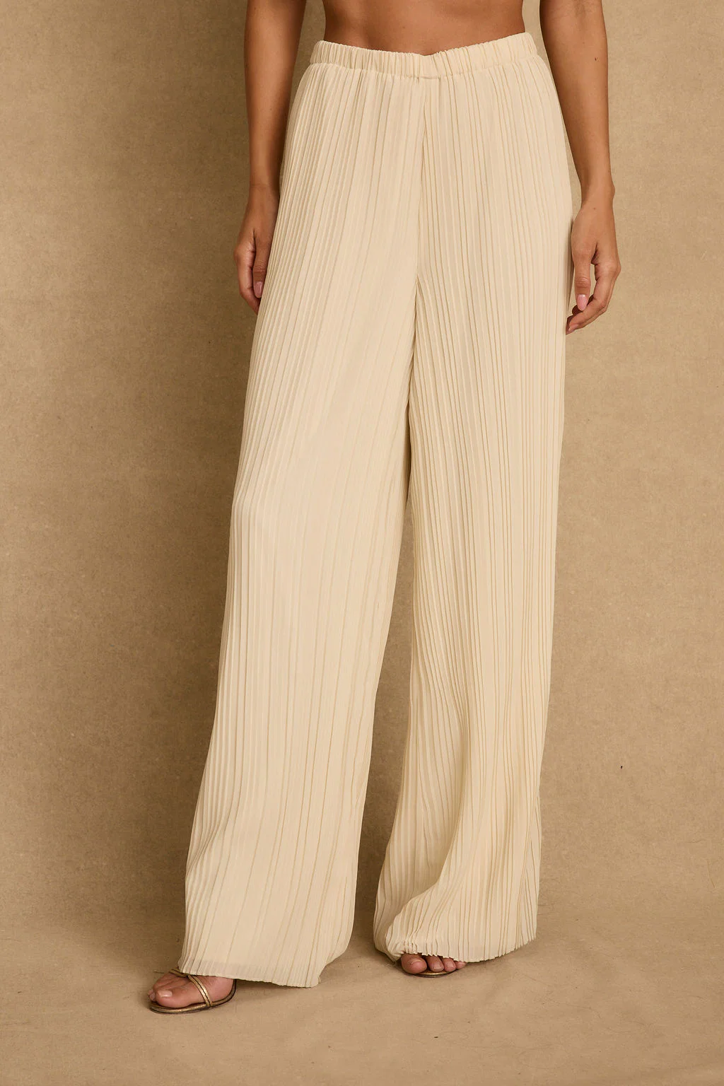 Zaria Cream Plisse Pants - Image 2